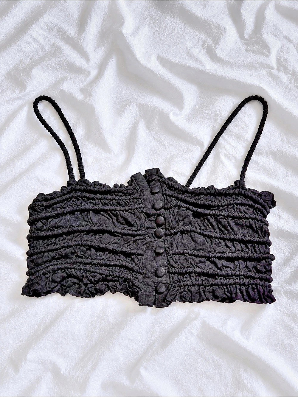 Wet Seal Black Ruched Crop Top Size Small